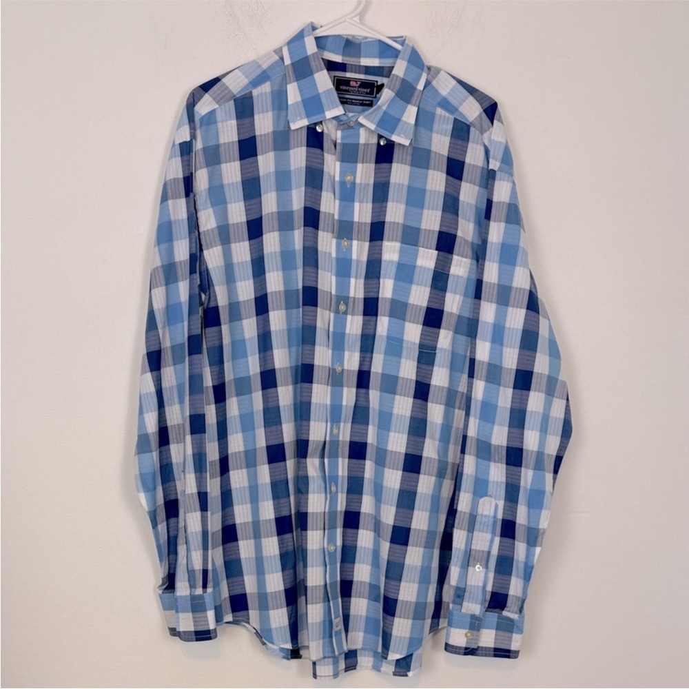 Vineyard Vines Men's Classic Fit Murray Button Down Shirt. Size XL. Blue & White